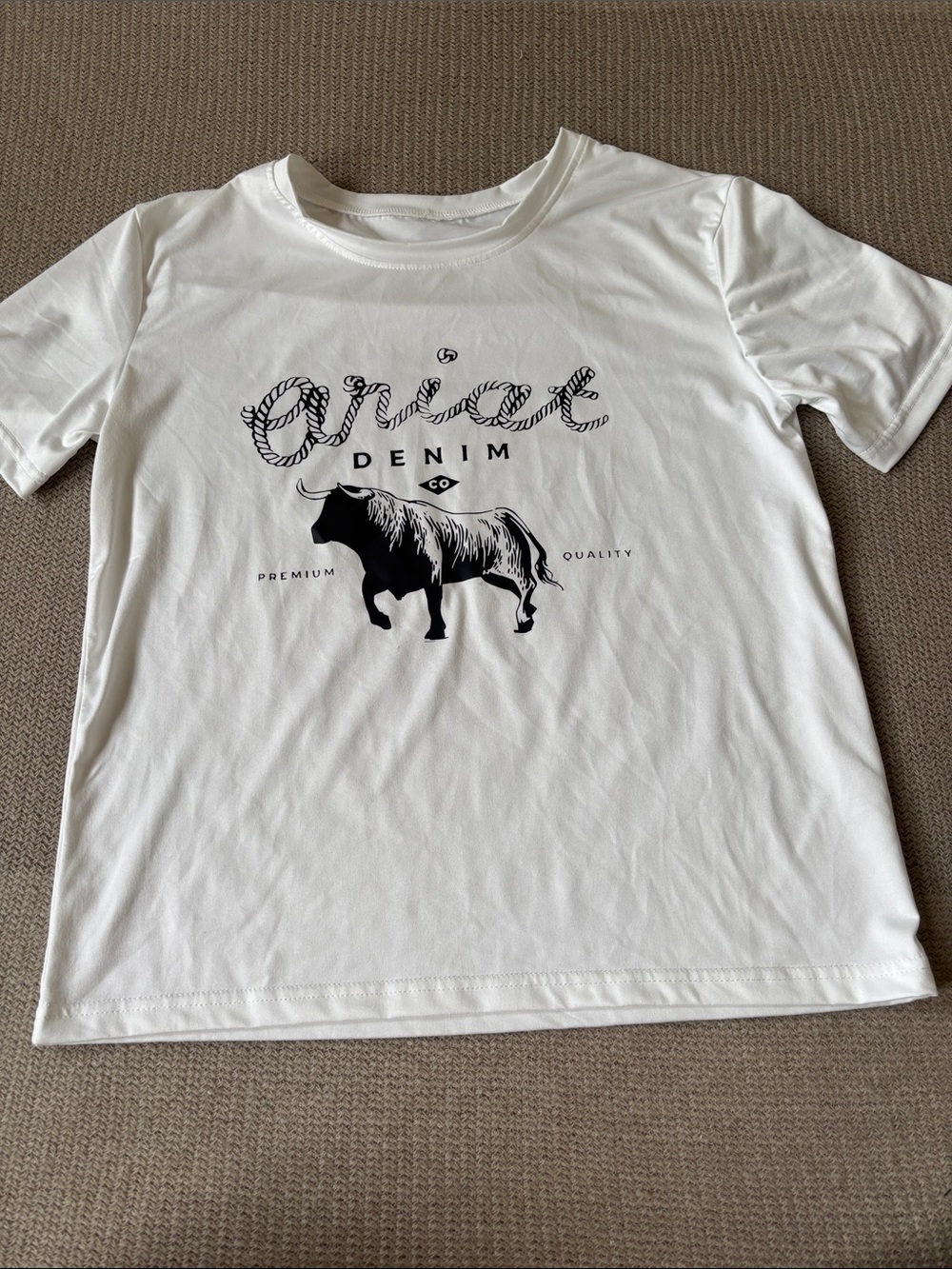 Ariat White Short-Sleeve Tee with Black Bull Graphic
